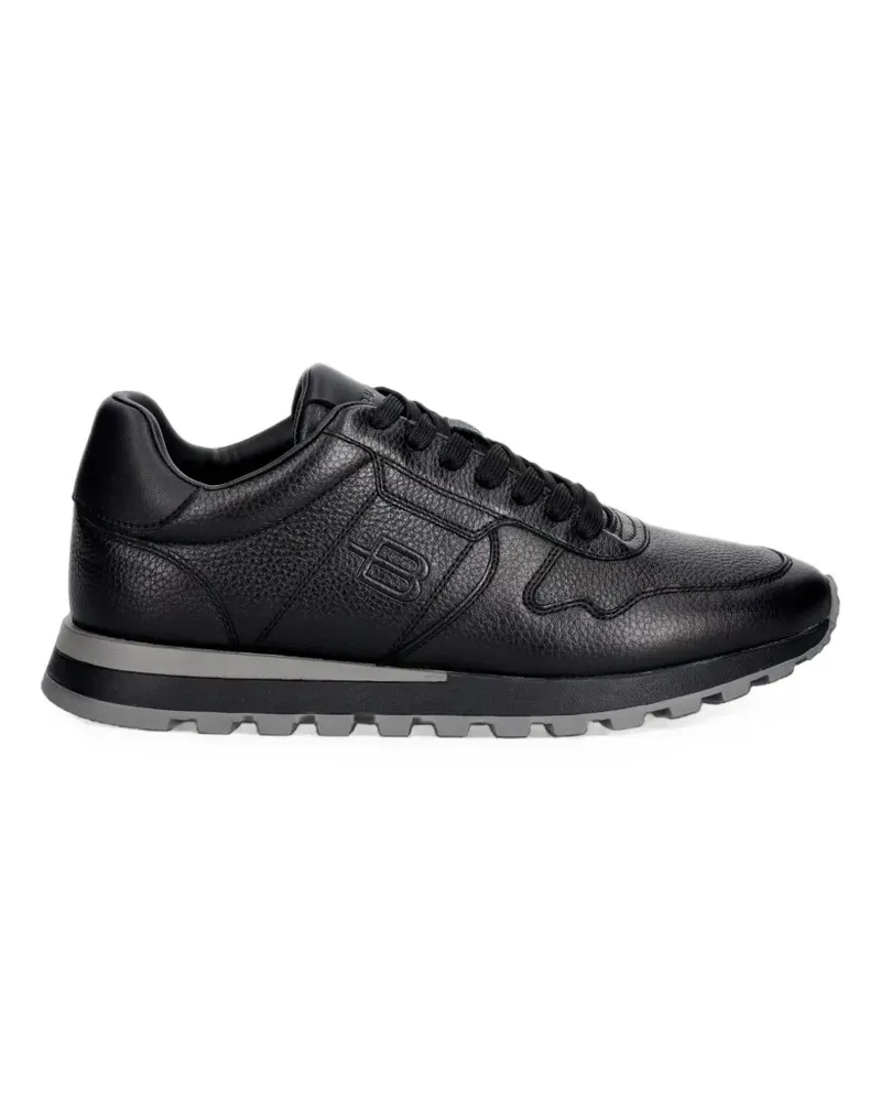 Baldinini logo-embossed grained leather sneakers - Schwarz Schwarz