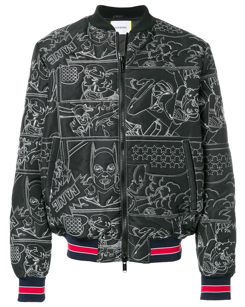 Iceberg Bestickte Bomberjacke - Schwarz Schwarz