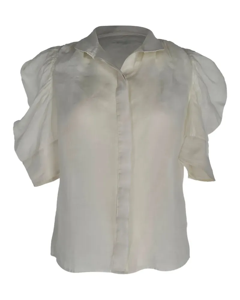 Frame Denim puff-sleeve blouse - Weiß Weiß