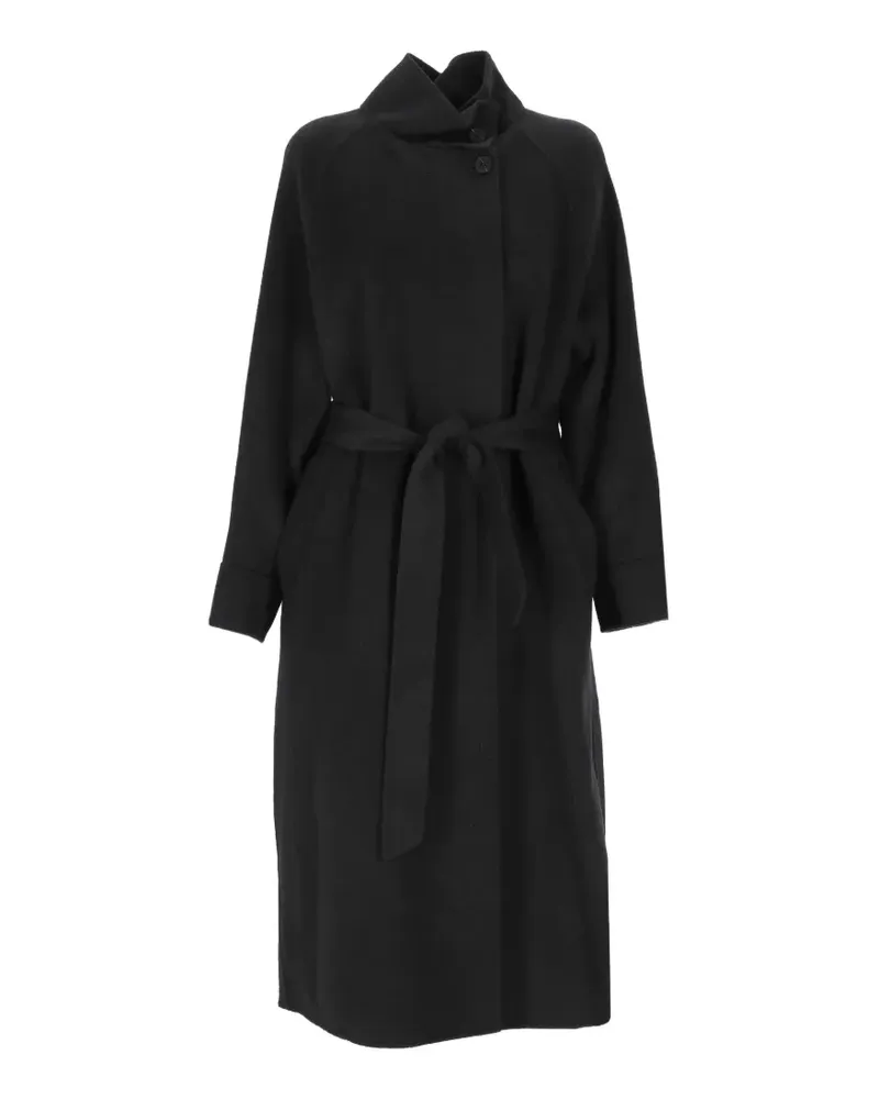 ECOALF belted funnel-neck coat - Schwarz Schwarz