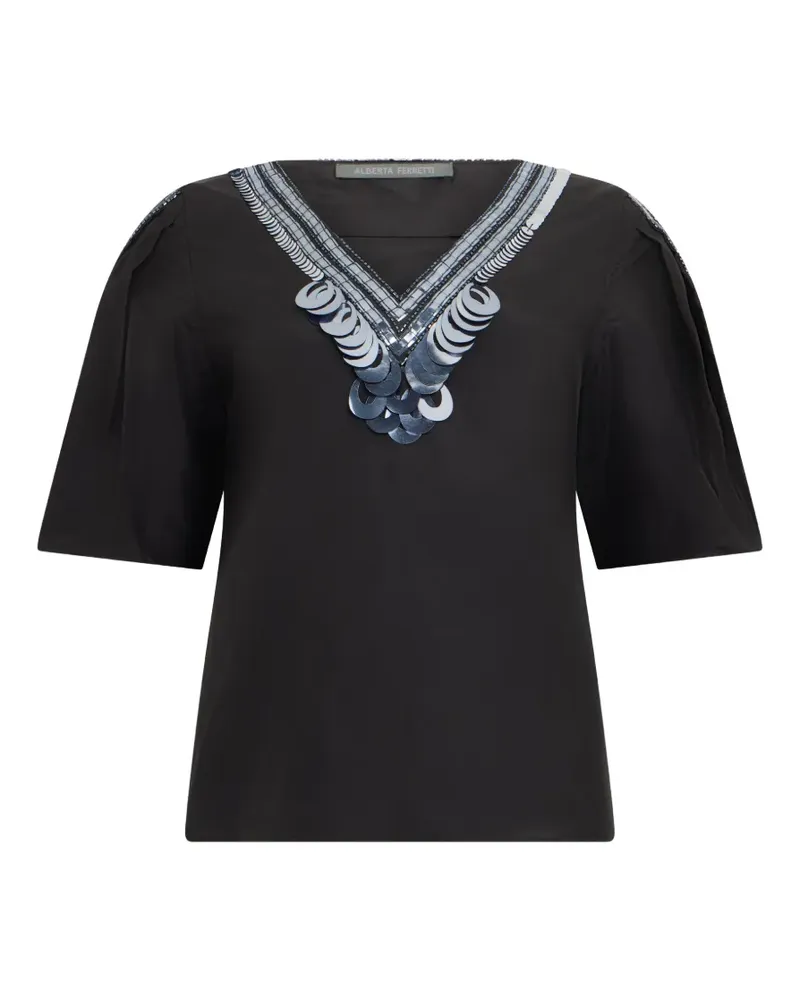 Alberta Ferretti Oberteil mit Pailletten - Schwarz Schwarz
