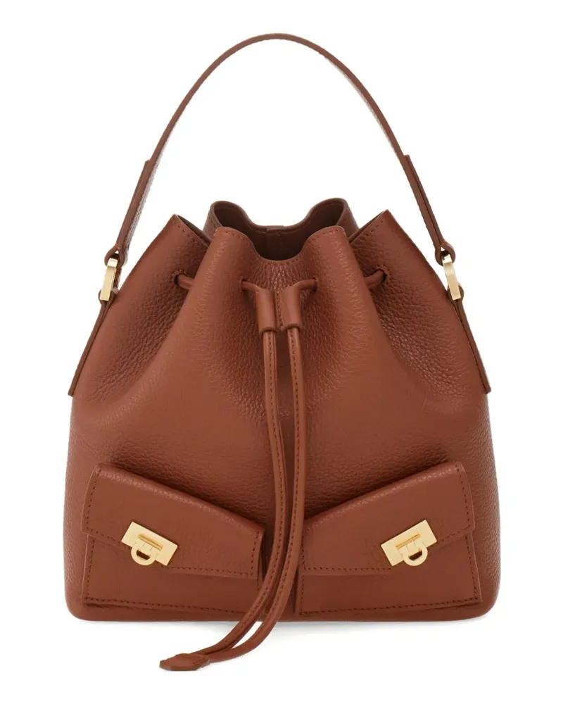 Ferragamo Beuteltasche aus Kalbsleder mit Taschen - Braun Braun
