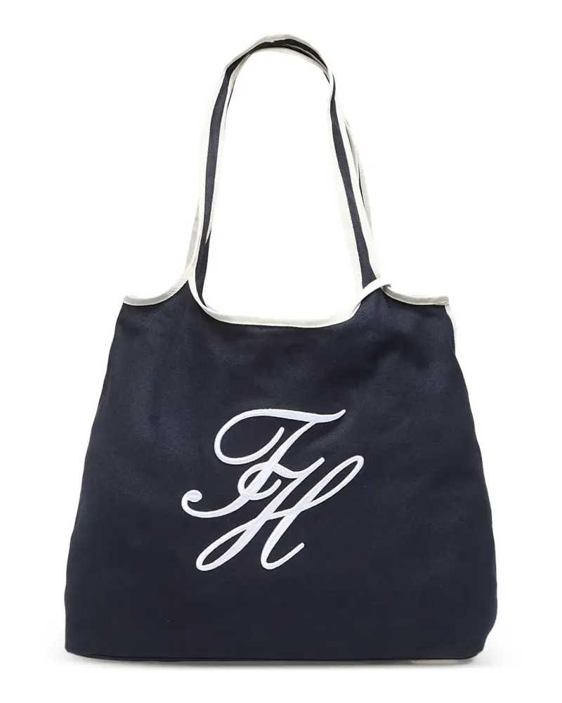 Tommy Hilfiger embroidered-logo canvas tote bag - Blau Blau