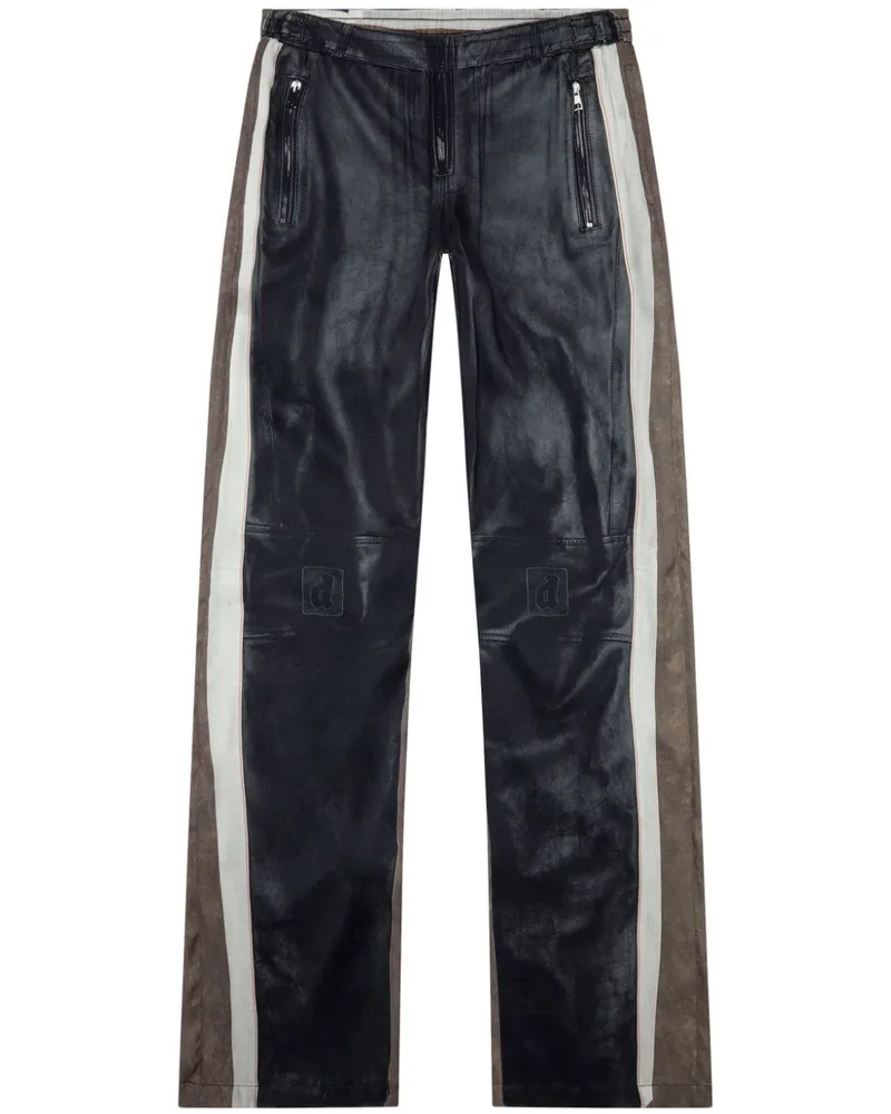 Diesel Straight-Leg-Hose mit Streifen - Schwarz Schwarz