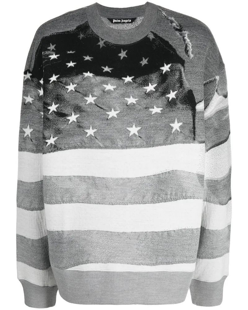 Palm Angels Sweatshirt mit Stars and Stripes-Print - Grau Grau