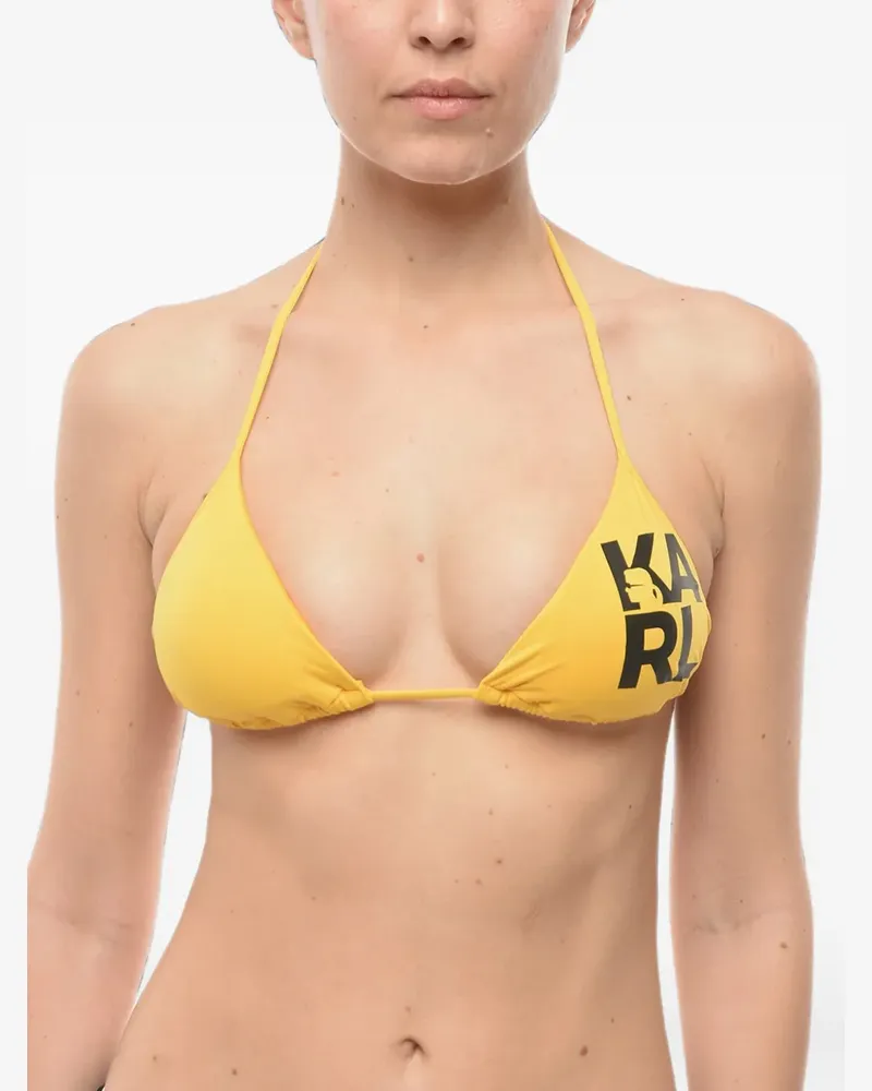 Karl Lagerfeld logo-print triangle bikini top - Gelb Gelb