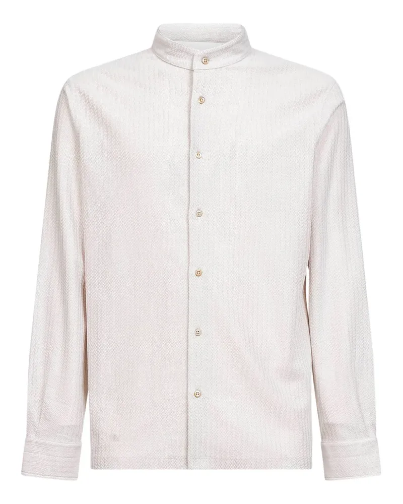 Brunello Cucinelli mandarin collar long-sleeves shirt - Nude Nude