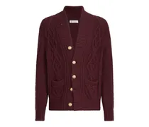 Strickjacke aus Kaschmir-Federgarn mit Metallknöpfen - Rot
