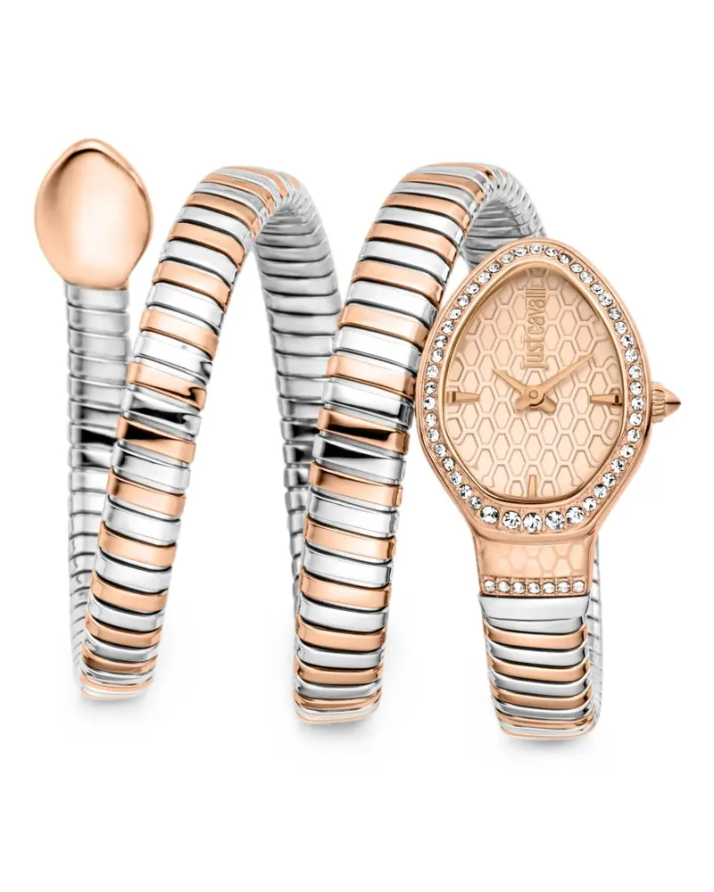 Just Cavalli Carezza Armbanduhr mit Kristallen 22mm - Rosa Rosa
