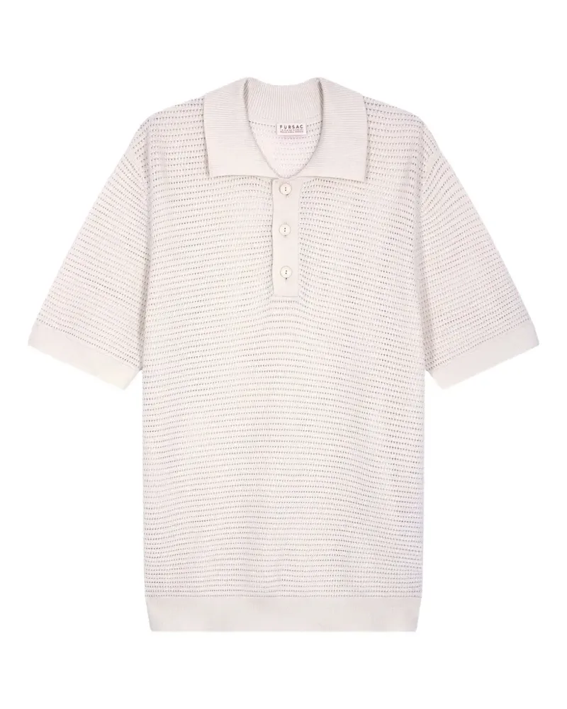 FURSAC Poloshirt mit Lochstrickmuster - Nude Nude