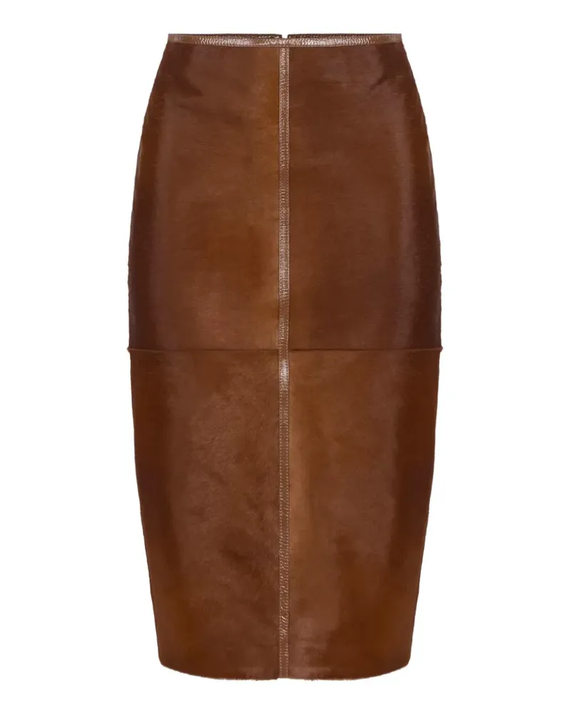 Elisabetta Franchi Rock mit Vinyl-Besatz - Braun Braun