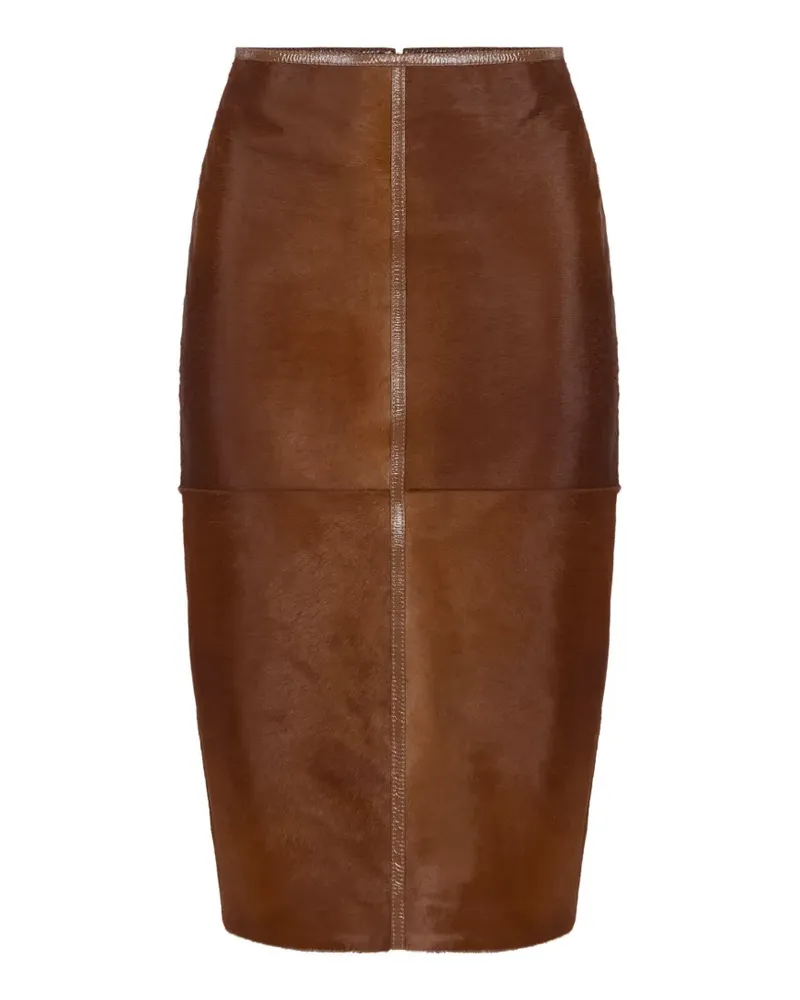 Elisabetta Franchi Rock mit Vinyl-Besatz - Braun Braun