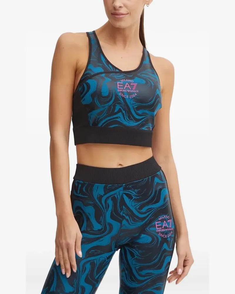 EA7 Sport-BH mit Wirbel-Print - Schwarz Schwarz