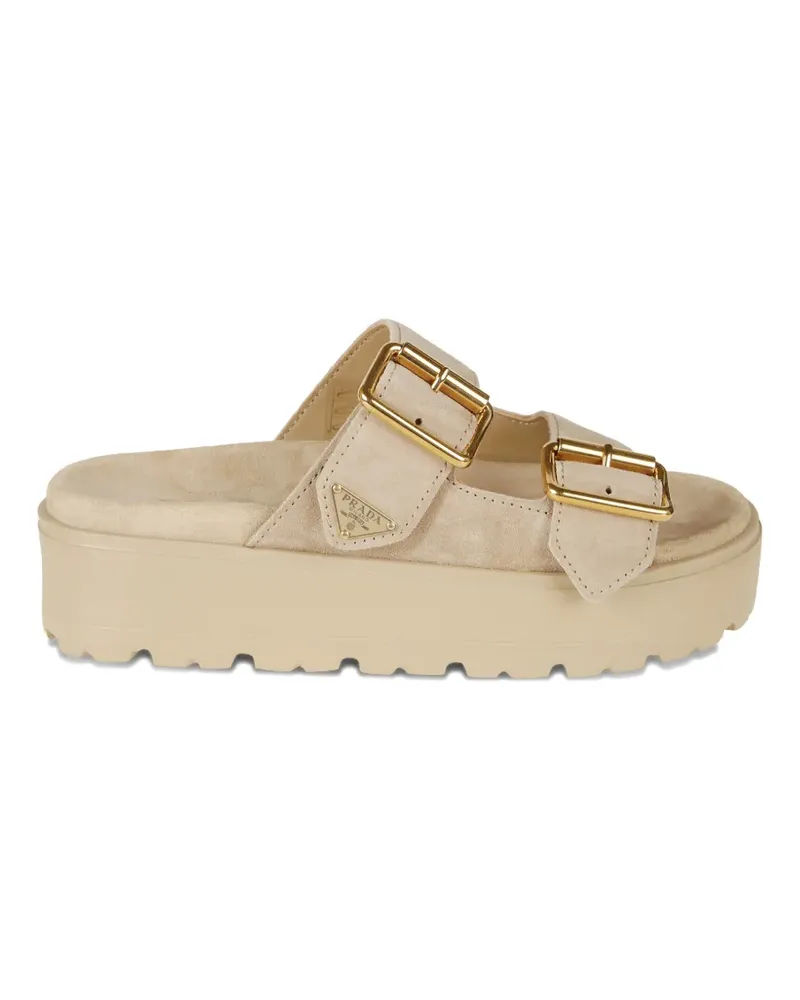 Prada buckle-detail platform sandals - Nude Nude
