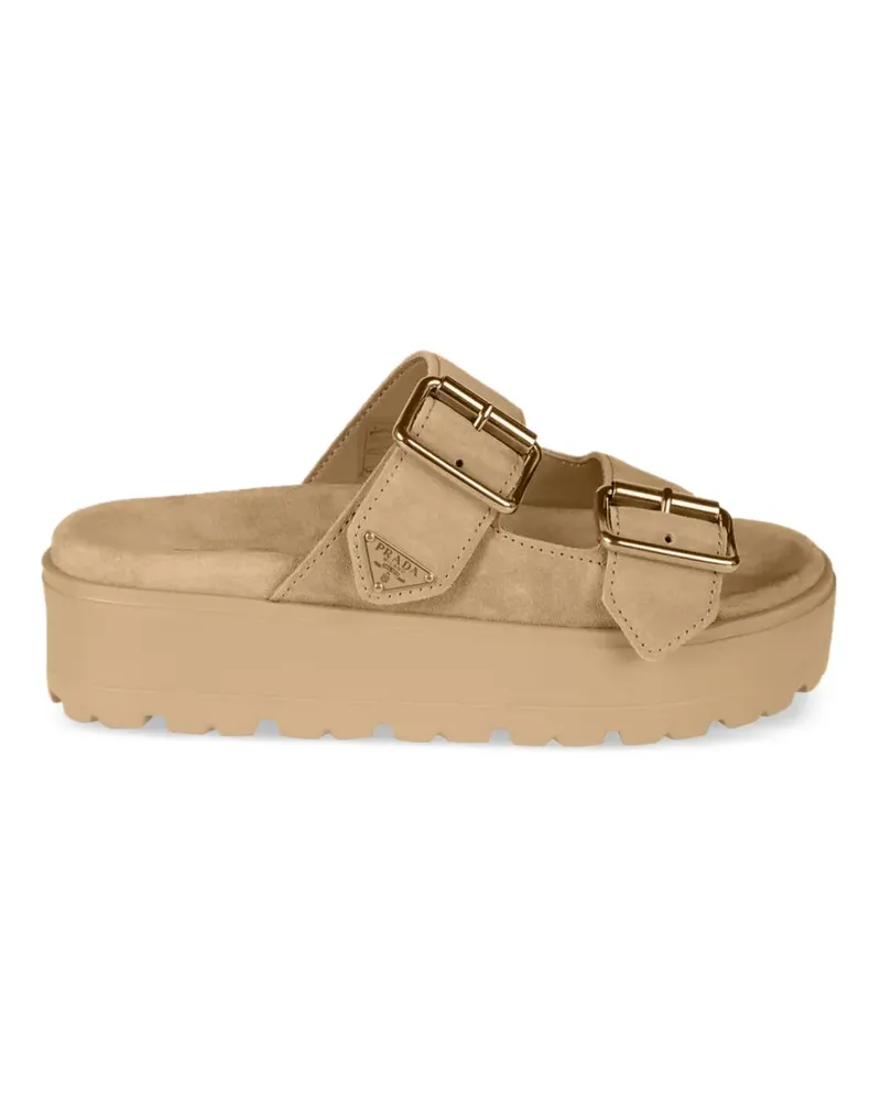 Prada Plateau-Sandalen mit Schnalle - Nude Nude