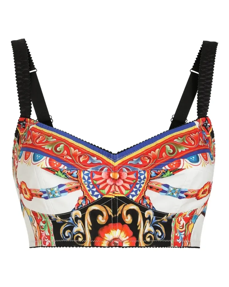 Dolce & Gabbana Popeline-Oberteil mit Carretto-Print - Schwarz Schwarz