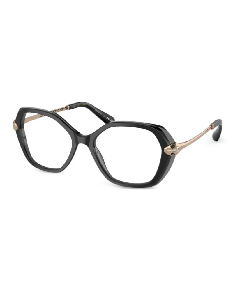 Bulgari Brille mit sechseckigem Gestell - Schwarz Schwarz
