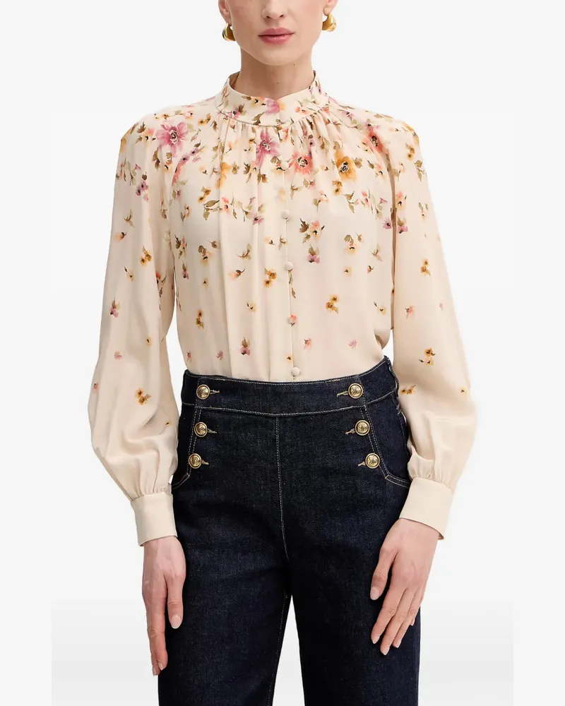 Luisa Spagnoli Bria floral-print silk blouse - Nude Nude