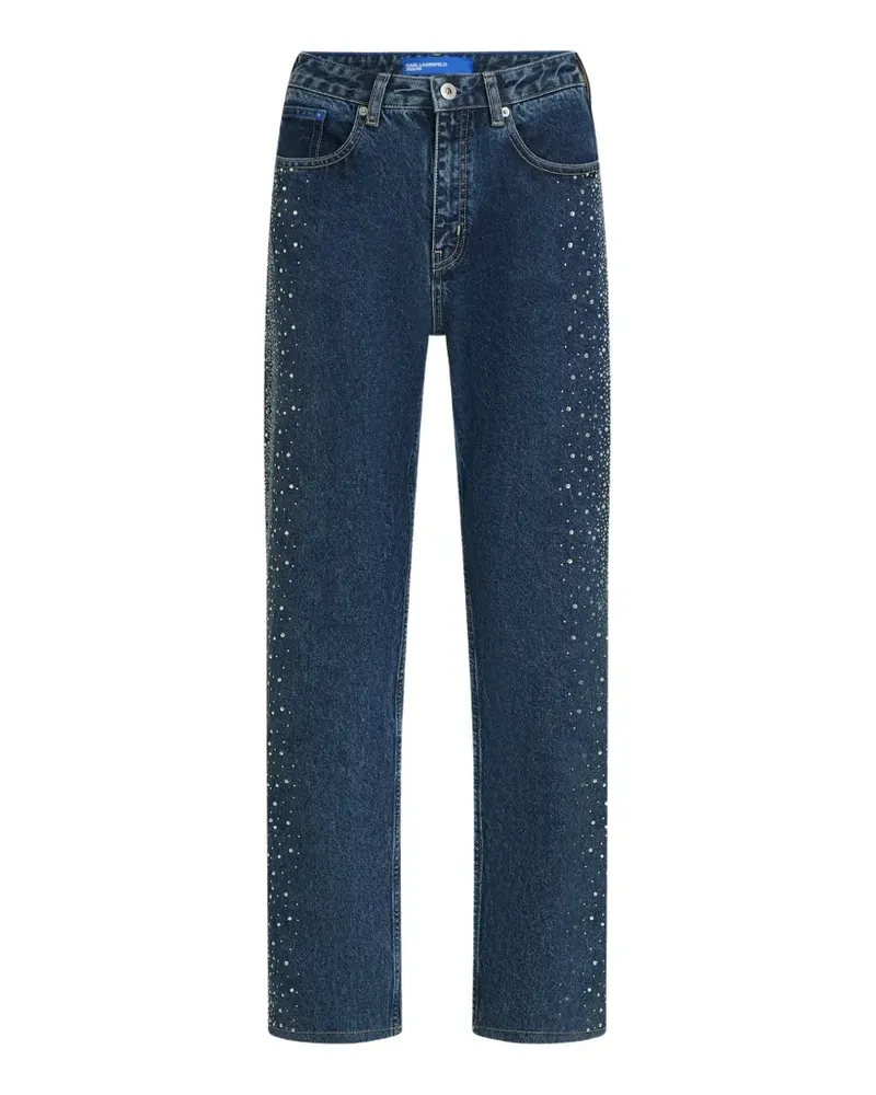 Karl Lagerfeld Straight-Leg-Jeans mit Kristallen - Blau Blau