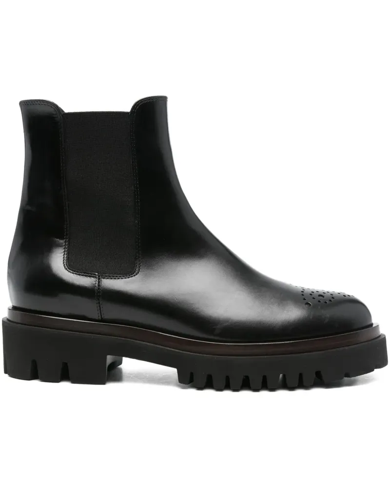Truman's Shoes Perforierte Chelsea-Stiefel - Schwarz Schwarz