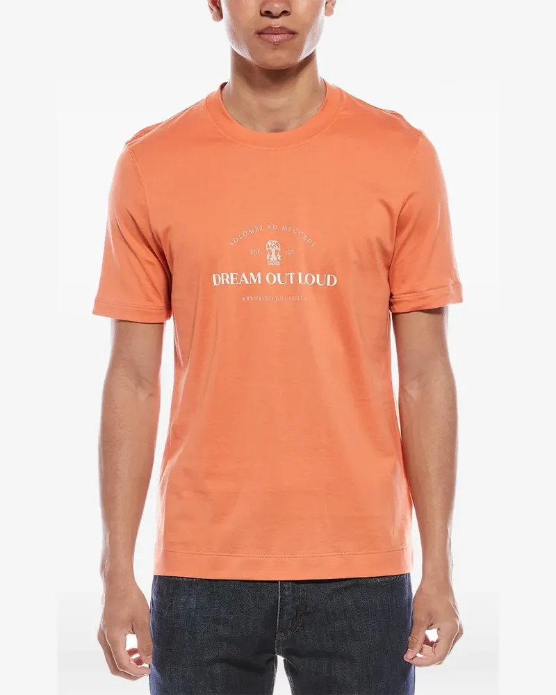 Brunello Cucinelli printed crew-neck T-shirt - Orange Orange