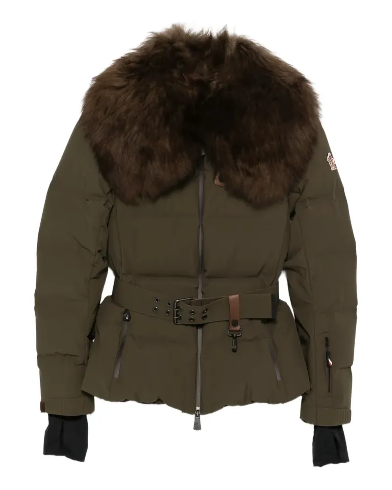 Moncler belted faux-fur collar jacket - Grün Grün