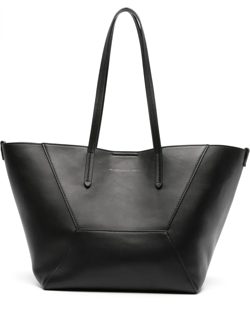 Brunello Cucinelli Shopper mit Logo-Prägung - Schwarz Schwarz