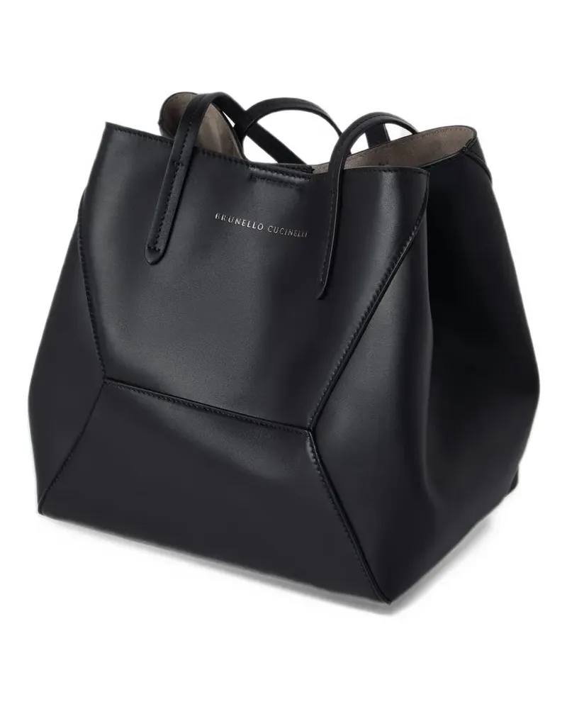 Brunello Cucinelli Shopper mit Logo-Prägung - Schwarz Schwarz