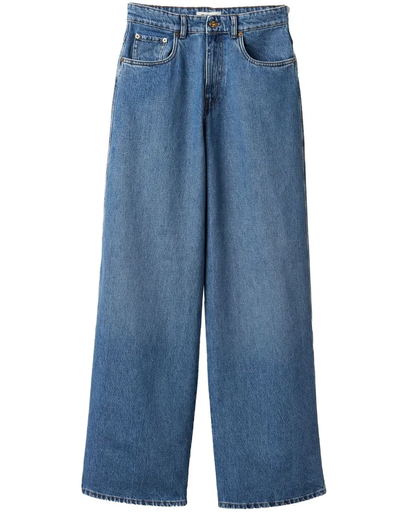 Miu Miu Weite Jeans mit Logo-Stickerei - Blau Blau