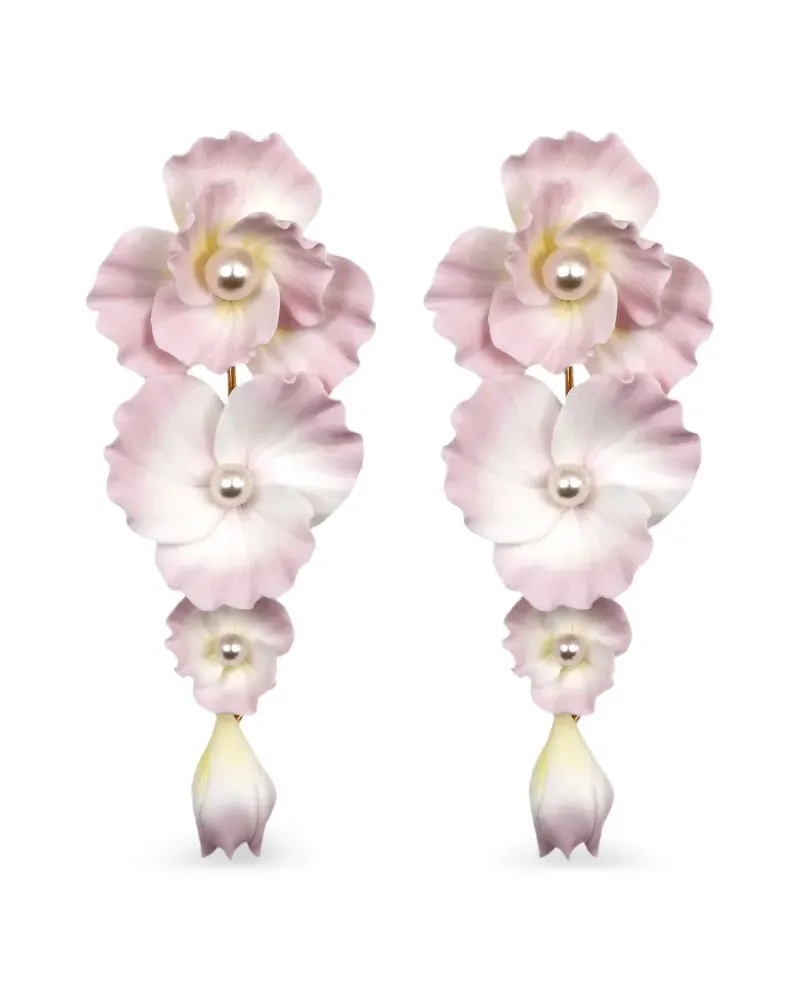 Jennifer Behr Mariam Ohrringe mit Blumenmotiv - Rosa Rosa