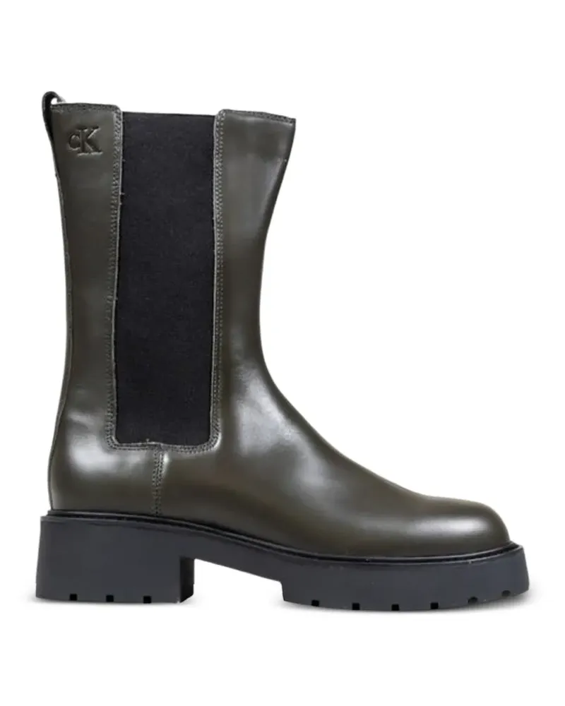 Calvin Klein logo-debossed chunky-sole chelsea boots - Braun Braun