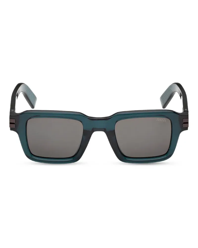 Ermenegildo Zegna Sonnenbrille mit eckigem Gestell - Blau Blau