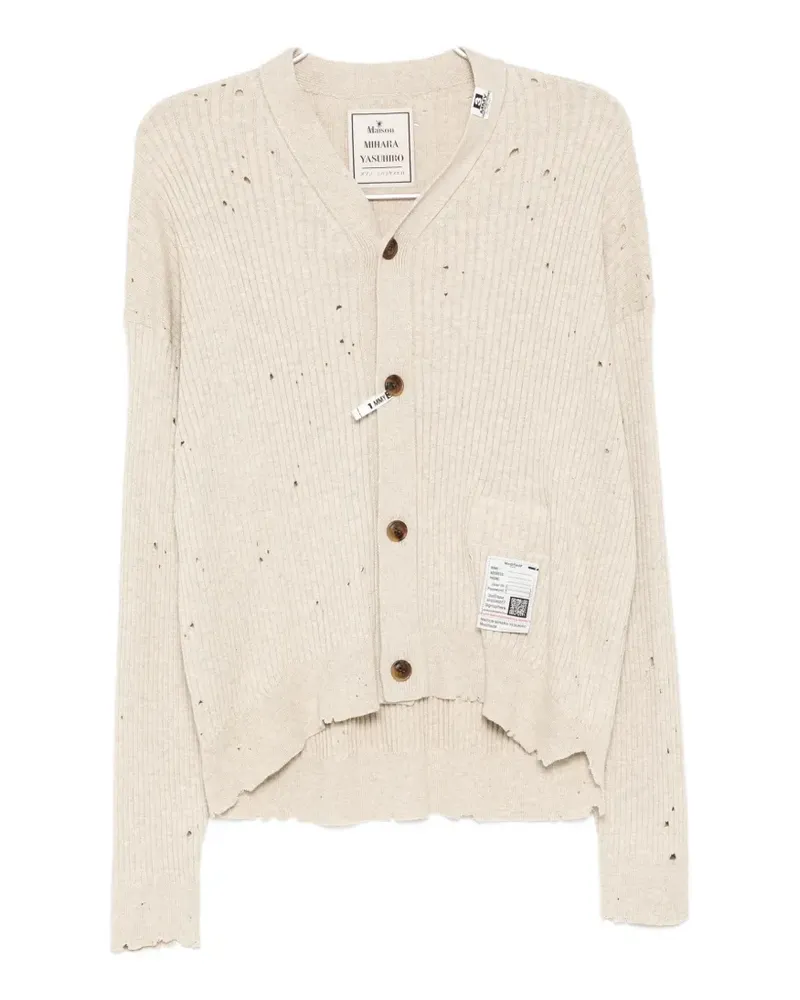MIHARAYASUHIRO asymmetric distressed cardigan - Nude Nude