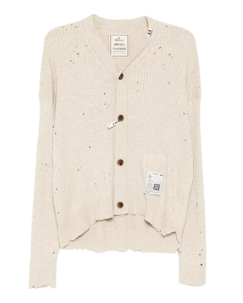MIHARAYASUHIRO asymmetric distressed cardigan - Nude Nude