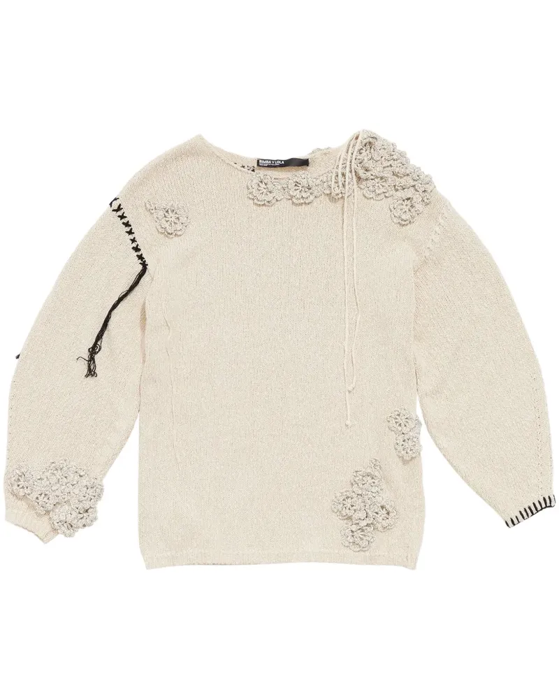 BIMBA Y LOLA Pullover mit Blumen-Häkeldetails - Nude Nude