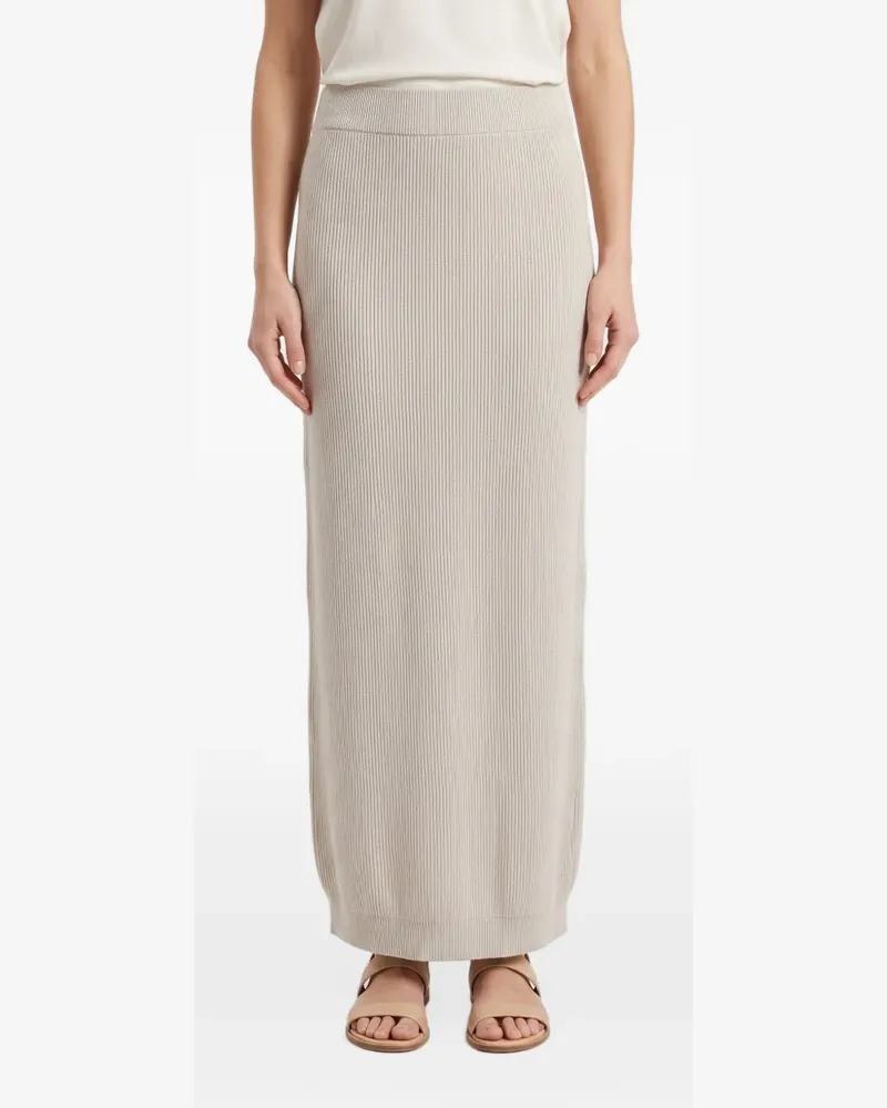 Brunello Cucinelli Gerippter Maxi-Strickrock aus Baumwolle - Nude Nude