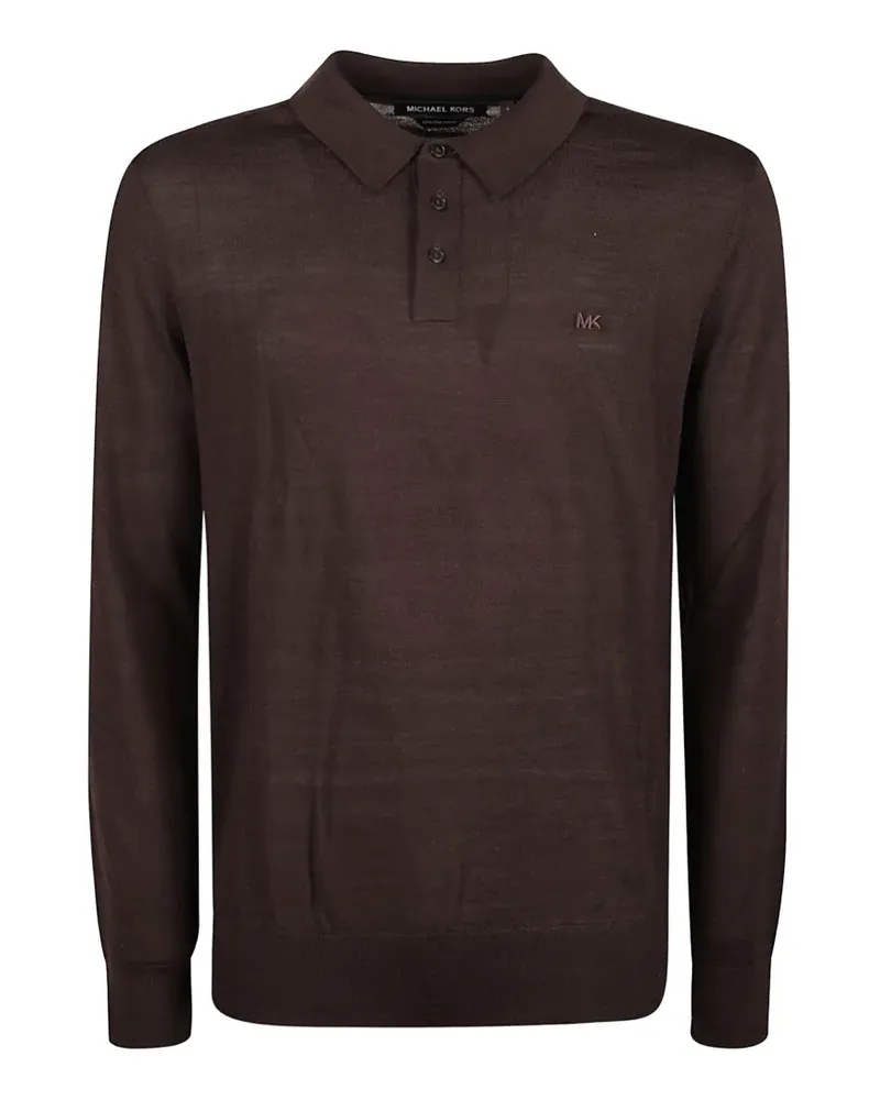 Michael Kors logo-embroidered merino polo shirt - Braun Braun