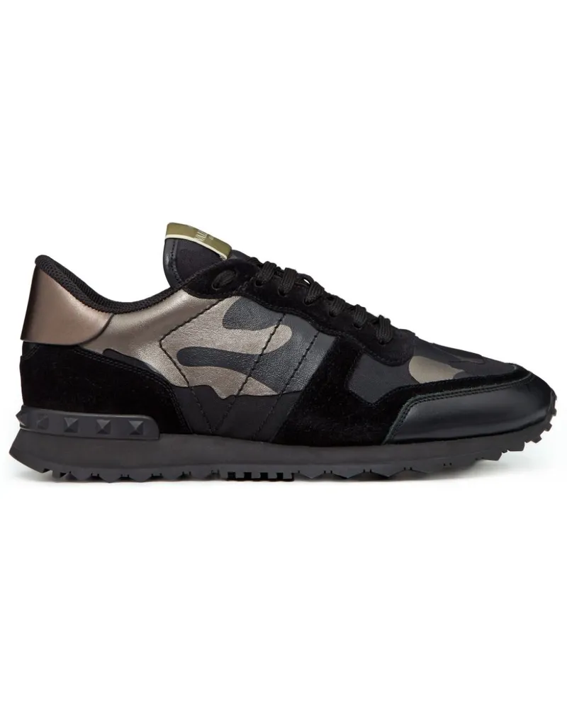 Valentino Garavani Rockrunner Camouflage Noir Sneakers - Schwarz Schwarz