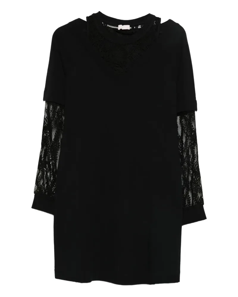 Liu Jo Gestricktes Kleid mit Spitze - Schwarz Schwarz