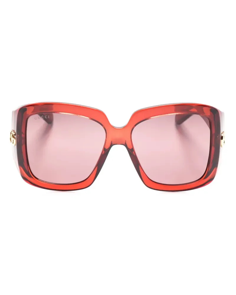 Gucci Sonnenbrille mit eckigem Gestell - Rot Rot
