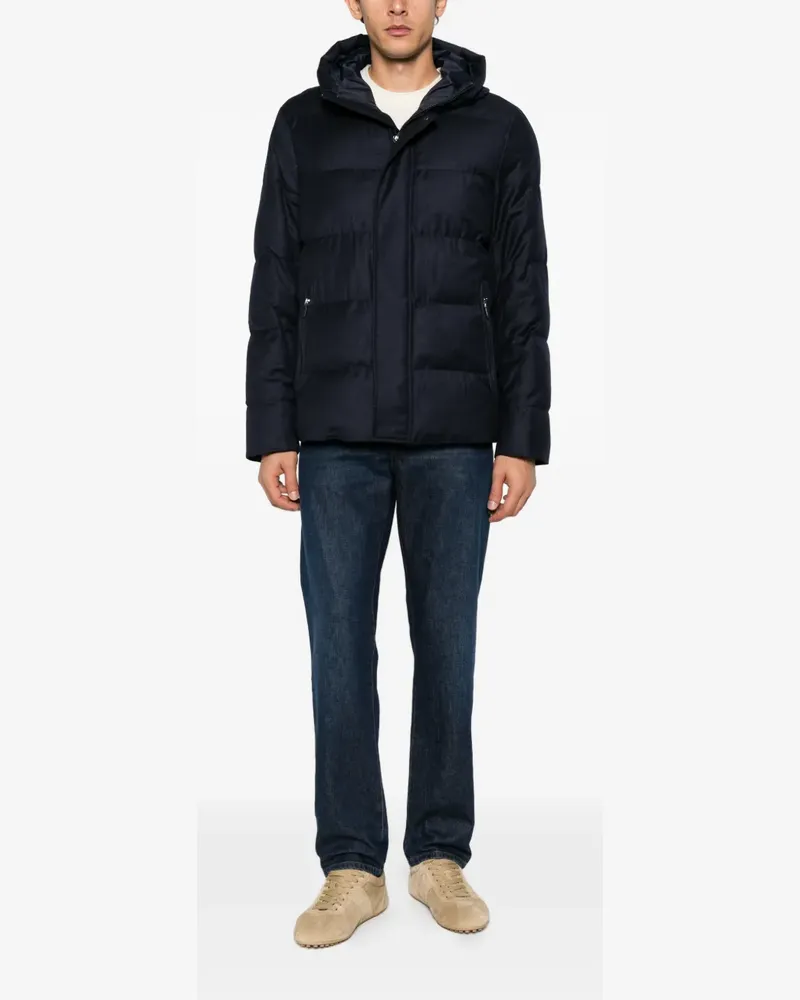 Alberto Gozzi hooded quilted wool jacket - Blau Blau