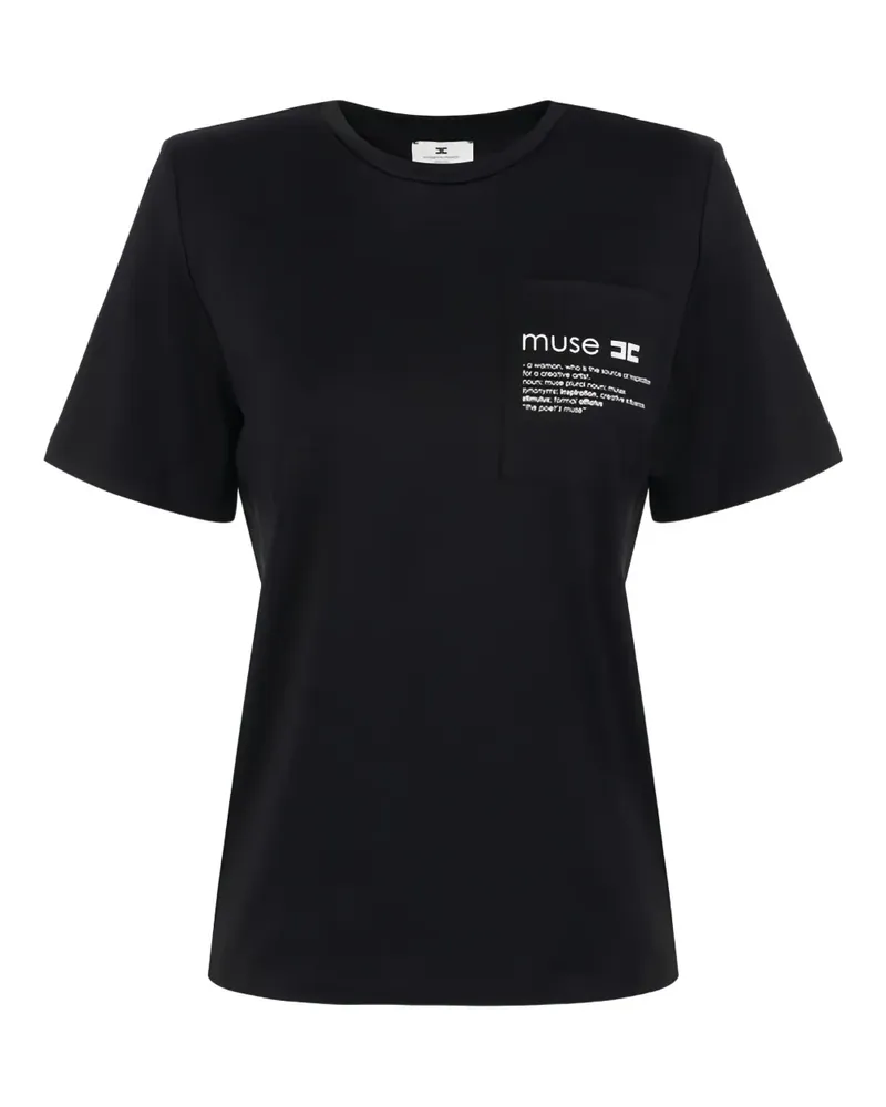 Elisabetta Franchi T-Shirt mit Schulterpolstern - Schwarz Schwarz