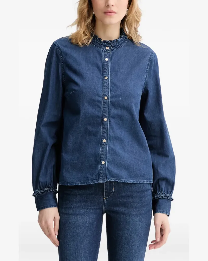 Morgan ruffled-collar denim shirt - Blau Blau