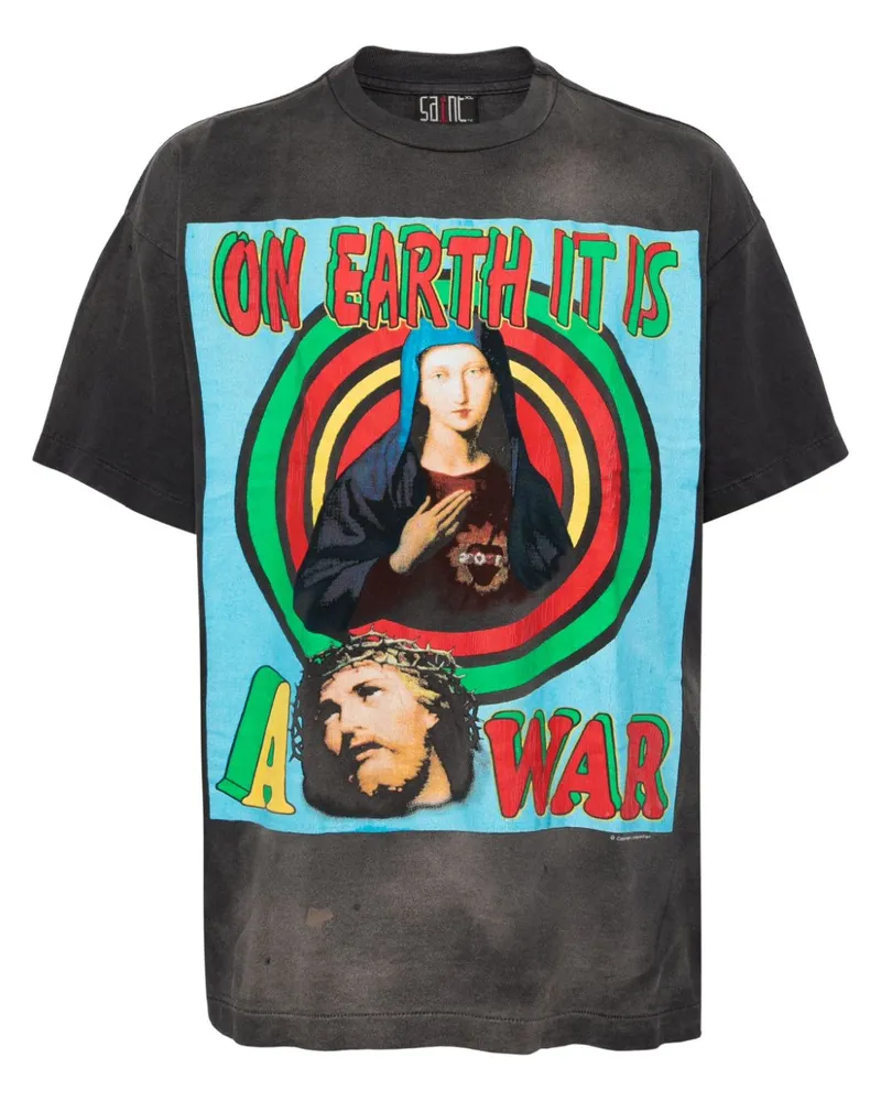 SAINT MXXXXXX T-Shirt mit grafischem Print - Schwarz Schwarz