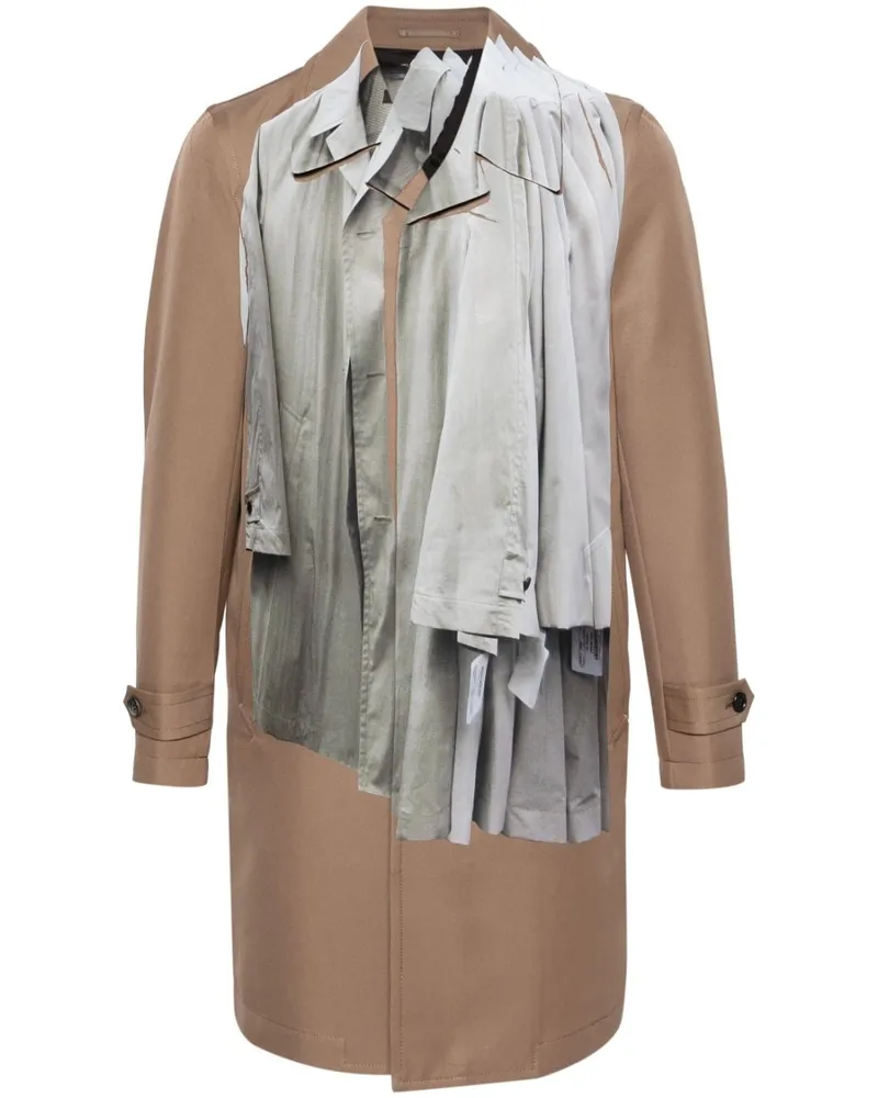 Comme des Garçons Einreihiger Trompe oeil Trenchcoat Braun