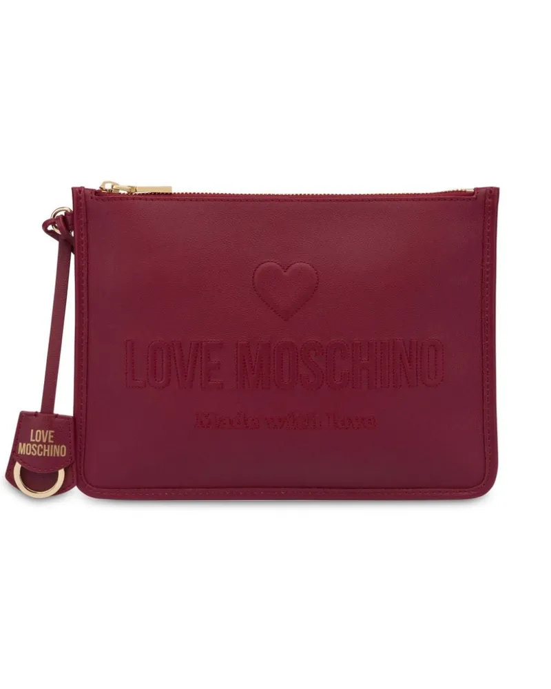 Moschino Clutch mit Logo-Prägung Rot