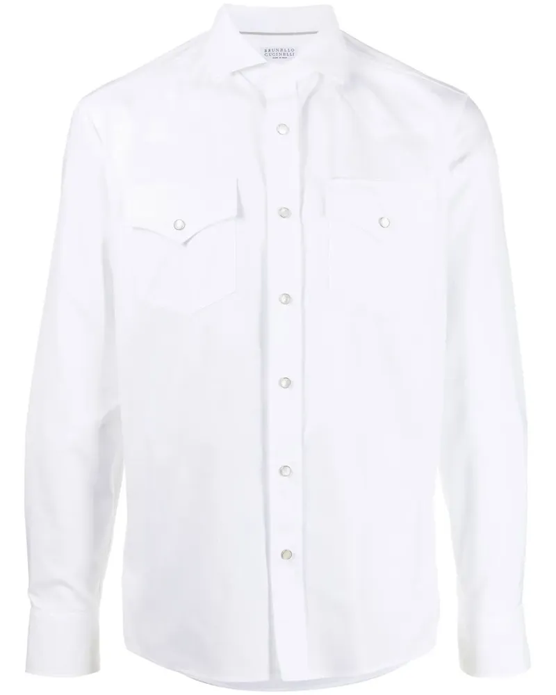 Brunello Cucinelli Hemd mit Klappentaschen - Weiß Weiß