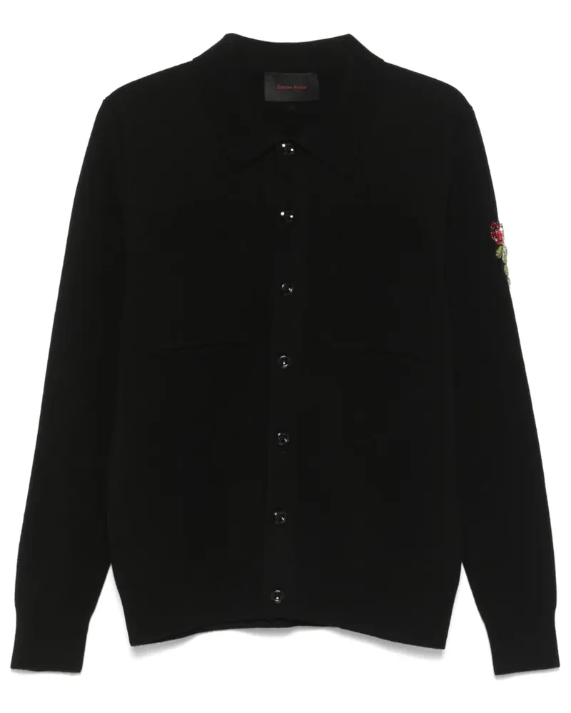 Simone Rocha Cardigan mit Kristallblume - Schwarz Schwarz