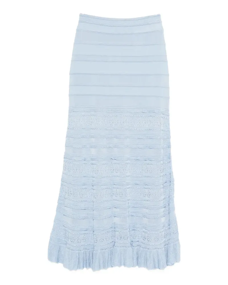 Sandro Strukturierter Midirock mit Rüschen - Blau Blau