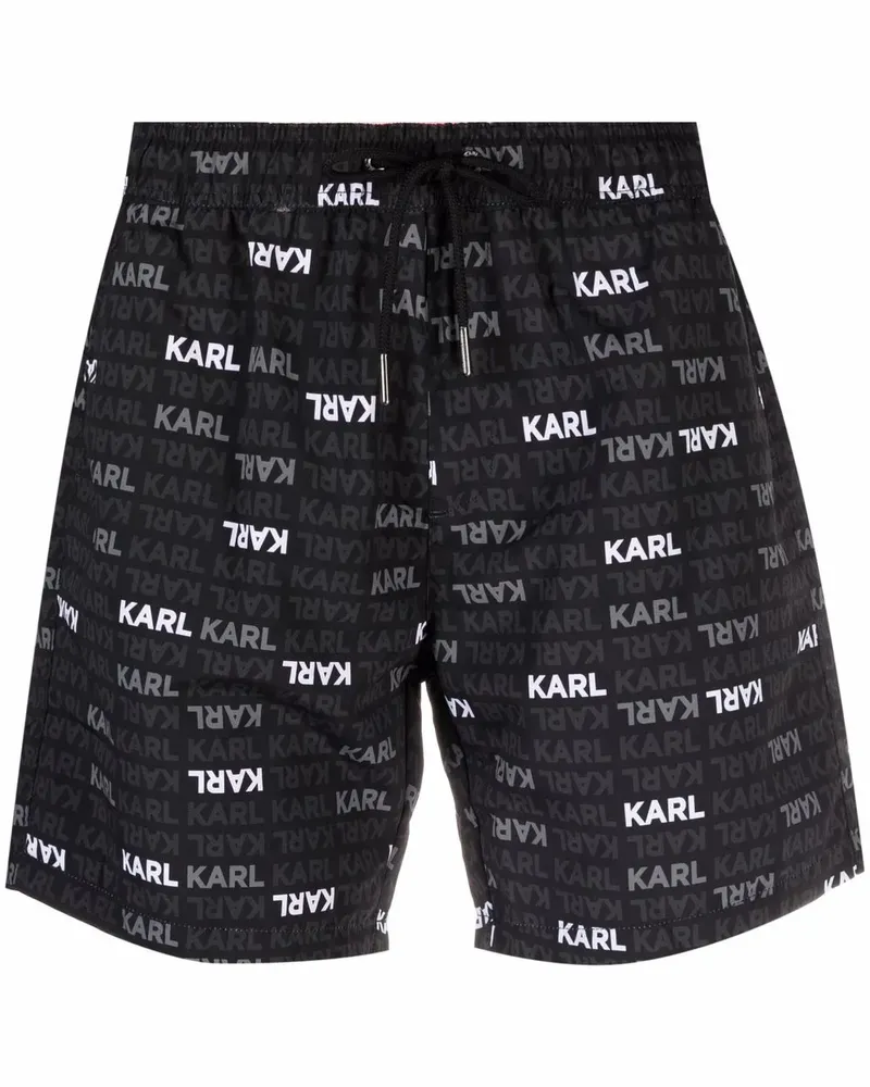 Karl Lagerfeld Badeshorts mit Logo-Print - Schwarz Schwarz
